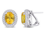 7.84 Carat (ctw) Citrine and White Topaz Button Earrings in Sterling Silver